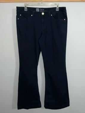 Mossimo Supply Co. Premium Stretch Denim Navy Flare Jeans Size 8
